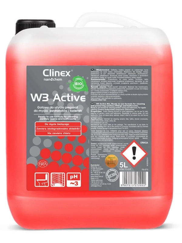 Preparat CLINEX W3 Active BIO 5L 77-517, do mycia sanitariatów i łazienek