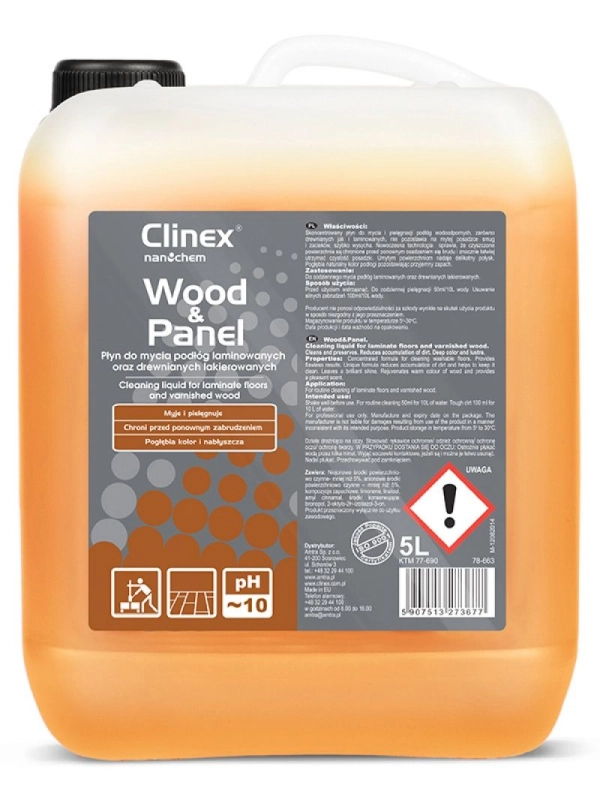 Płyn do mycia drewnianych podłóg i paneli CLINEX Wood&Panel 5L 77-690, skoncentrowany