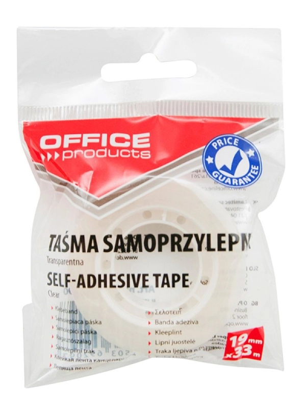Taśma biurowa OFFICE PRODUCTS, 19mm, 33m, zawieszka, transparentna