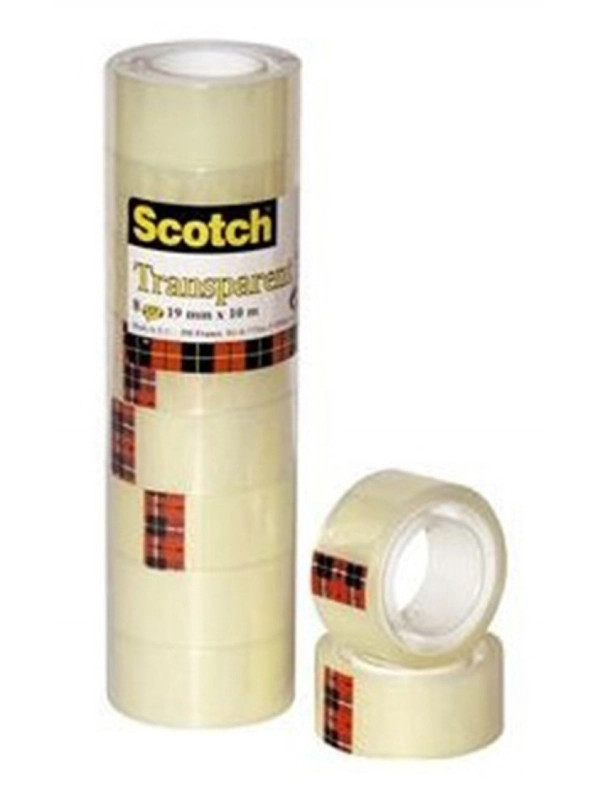 Taśma biurowa SCOTCH® (550), 19mm, 10m, w folii, 8szt., transparentna