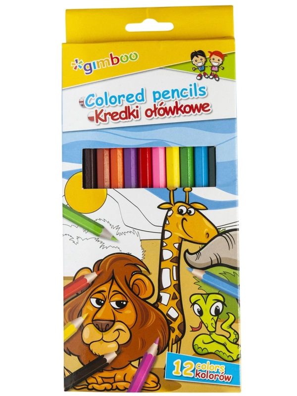 Kredki ołówkowe GIMBOO, sześciokątne, 12szt., mix kolorów