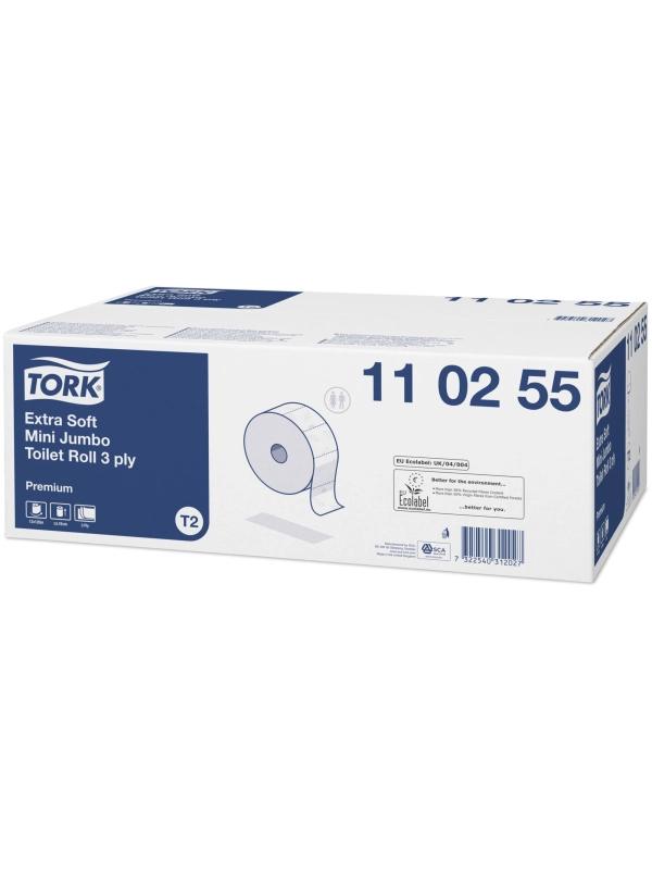 Papier toal. mini jumbo rola Tork Premium, ekstra miękki T2 9,7x20cm-120m - 600 listków - Makulatura