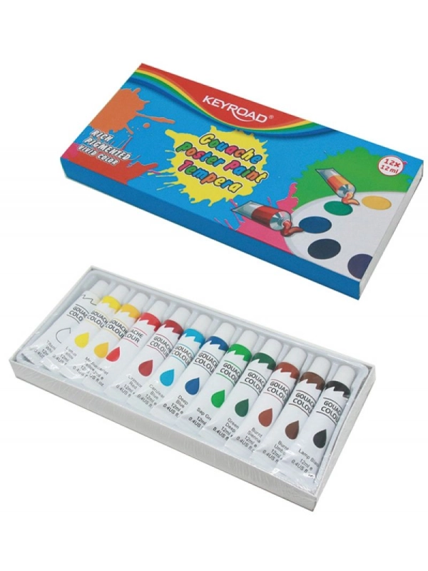 Farby tempera KEYROAD, 12x12ml, 12 kolorów