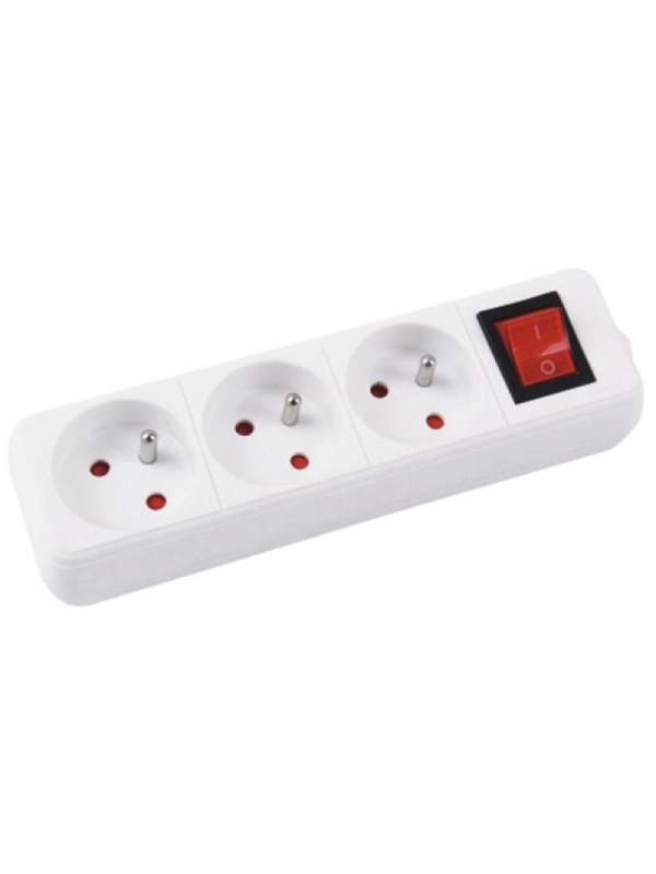 Przedłużacz OFFICE PRODUCTS, 3 gniazda, 3m, z uziemieniem i wyłącznikiem, biały
