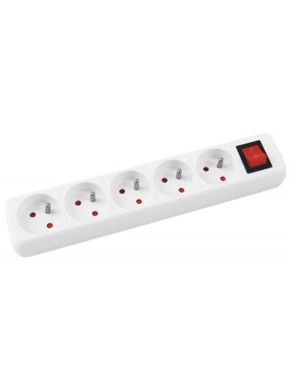 Przedłużacz OFFICE PRODUCTS, 5 gniazd, 5m, z uziemieniem i wyłącznikiem, biały