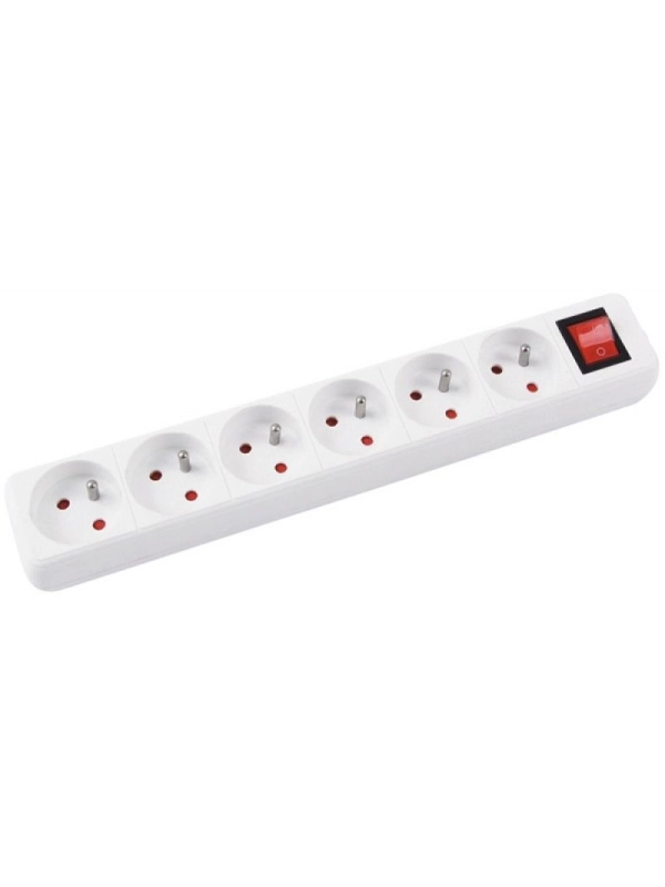 Przedłużacz OFFICE PRODUCTS, 6 gniazd, 5m, z uziemieniem i wyłącznikiem, biały