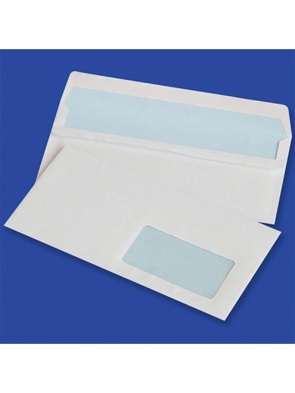 Koperty samoklejące OFFICE PRODUCTS, SK, DL, 110x220mm, 75gsm, 1000szt., z okienkiem prawym 45x90mm, białe