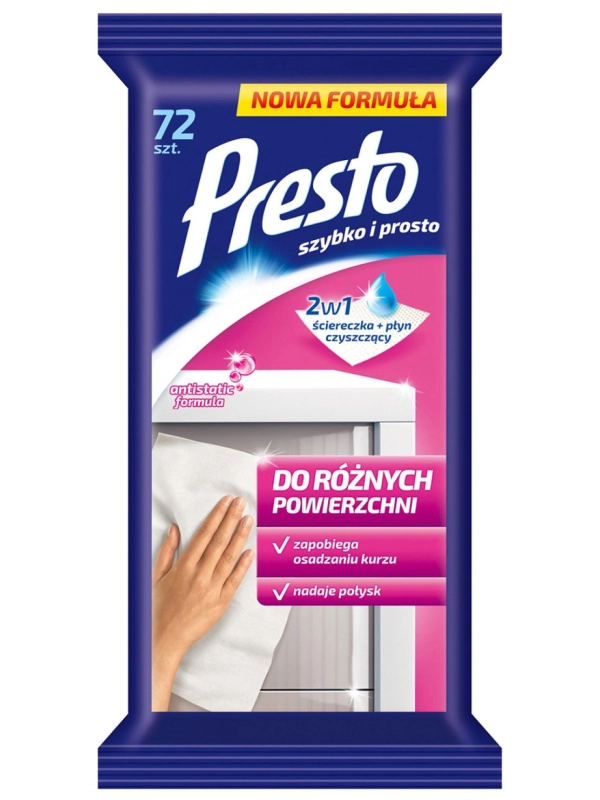 Ściereczki gospodarcze PRESTO, do różnych powierzchni, 72szt., białe
