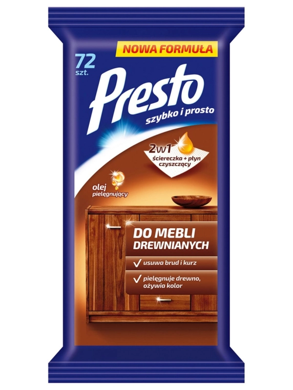 Ściereczki gospodarcze PRESTO, do mebli drewnianych, 72szt., białe