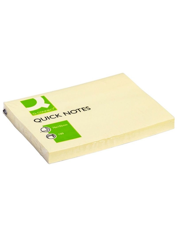 Bloczek samoprzylepny Q-CONNECT, 102x76mm, 1x100 kart., jasnożółty