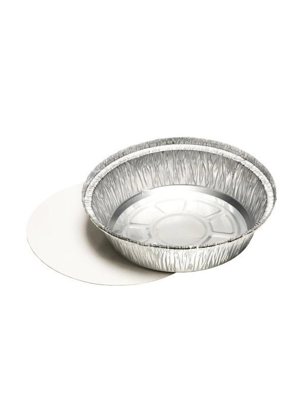 Foremka aluminiowa okrągła 1000ml z pokrywką tektura + PE, fi 22,9cm, cena za opakowanie 25szt.