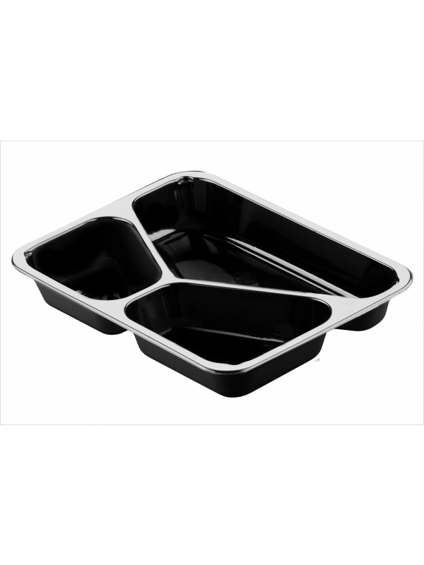 DUNI CPET pojemnik do zgrzewu op.250szt czarny, 3-komorowy 225x175x34mm Eco Echo