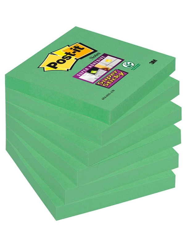 Bloczek samoprzylepny POST-IT® Super Sticky (654-6SS-AW), 76x76mm, 1x90 kartek, zielony