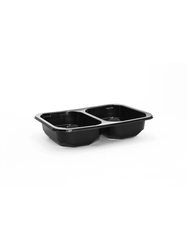Pojemnik do zgrzewu 2x250ml wysokość 3,6 cm czarny, dwudzielny, gładki, op. 50 sztuk