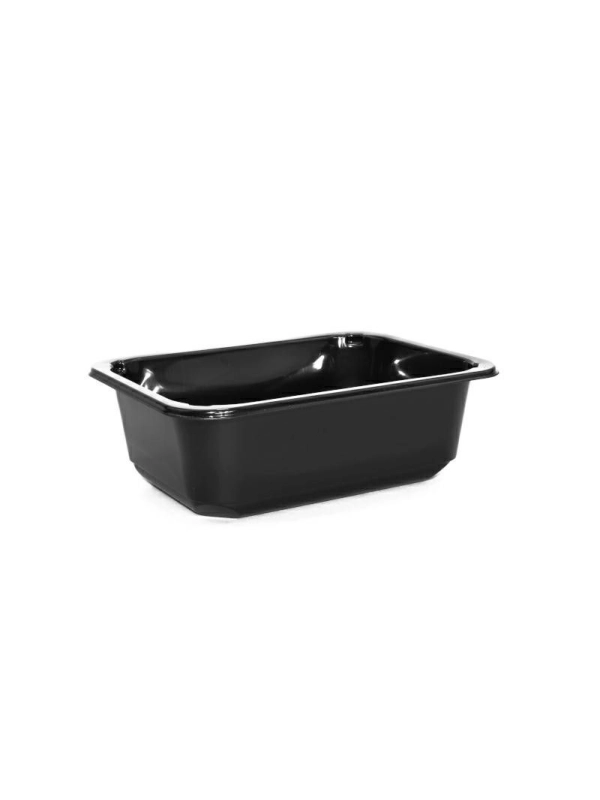 T B 187/137/1 H60 G Pojemnik do zgrzewu 1000ml wysokość 6,0 cm czarny, niedzielony, gładki, op. 50 szt.