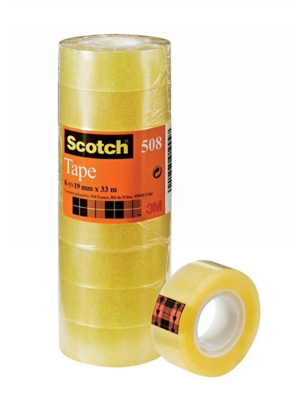 Taśma biurowa ekonomiczna SCOTCH® (508),19mm x 33m, op. 8 sztuk