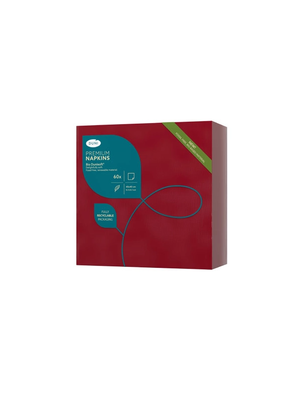 Serwetki fizelinowe BIO Dunisoft 40x40 bordo 60szt