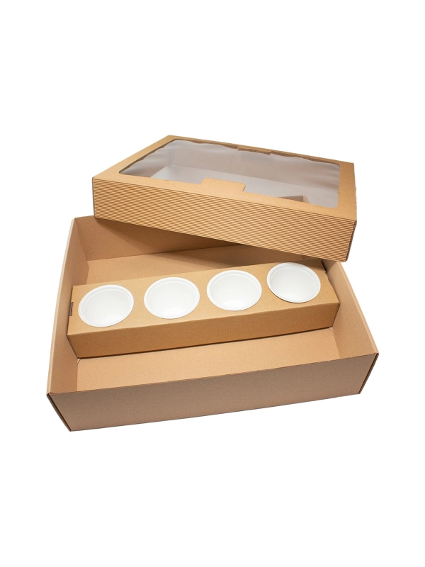 Pudełko cateringowe Party Box wkładka na 4 sosy do pudełka o długości 350mm, op.50szt. TnG