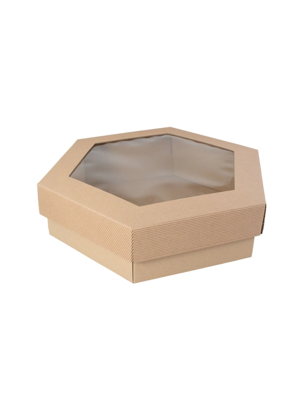 Pudełko cateringowe Party Box premium z okienkiem 315x315x90mm, op.10szt. TnG (sześciokątne)