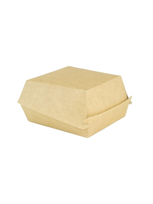 Pudełko hamburger mega, biało/brązowe, 150x150x80mm, bez nadruku, op. 100 sztuk