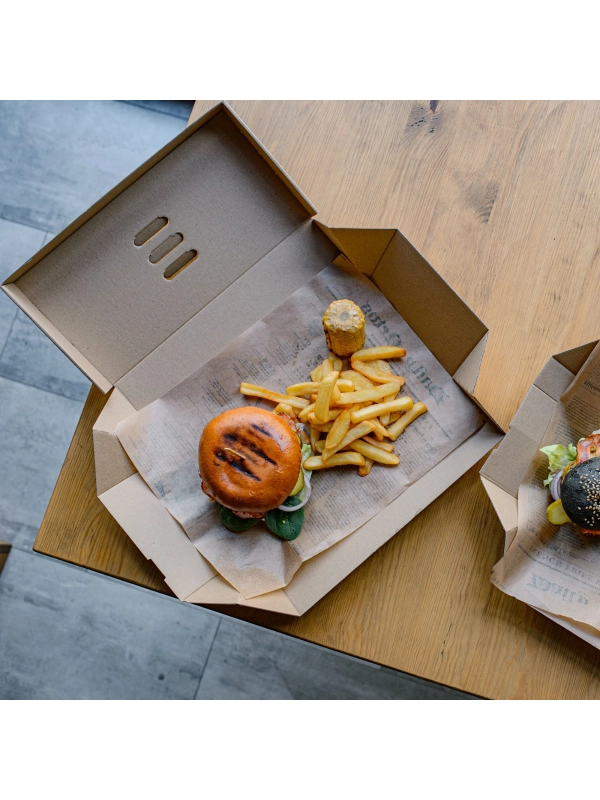 Pudełko BURGER XXL zestaw 15x30x10cm brązowe, op.100szt.TnG