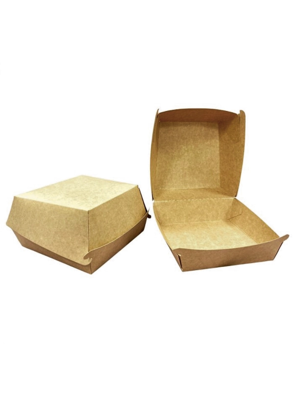Pudełko HAMBURGER BRĄZOWY MEGA 100szt K brązowo/brązowy 150x150x80mm bez druku TnG