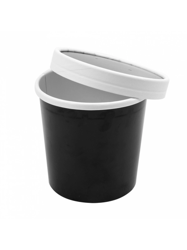 Pojemnik papierowy zupa, śr.9xh.8,4cm, czarny 360ml komplet z pokrywką, op. 25 kpl.
