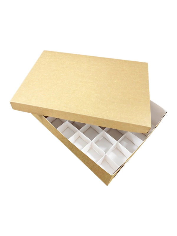 Pudełko catering set box POKRYWKA  op. 50szt 25x35cm h 3cm brązowo-białe TnG