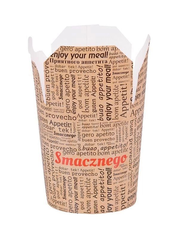 KEBAB BOX 750ml, nadruk standard SMACZNEGO brązowy, cena za opakowanie 50szt
