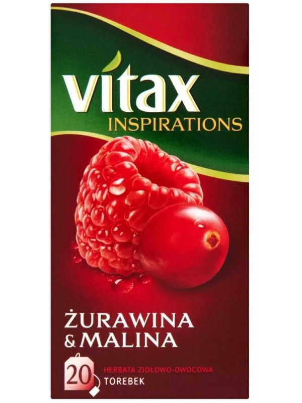 Herbata VITAX Inspirations, żurawina z maliną, 20 torebek op. 1 szt.