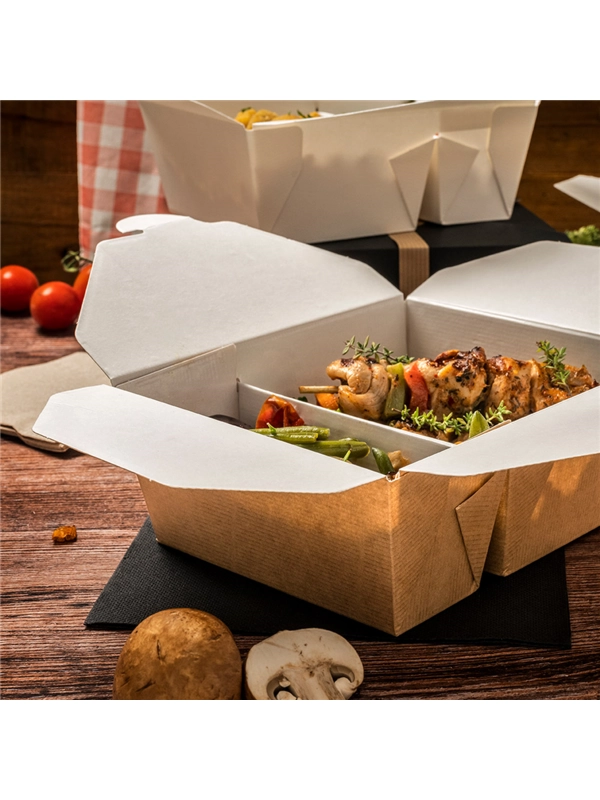 Pudełko TAKEOUT BOX 15,2x12,1x6,5cm dzielone 900+450ml, op.50szt (k/6) THEPACK