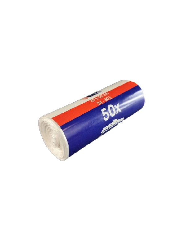 Worki na odpady HDPE przezroczyste 35l 49x60cm, grubość 6 mikronów - hotelowe rol. 50 sztuk