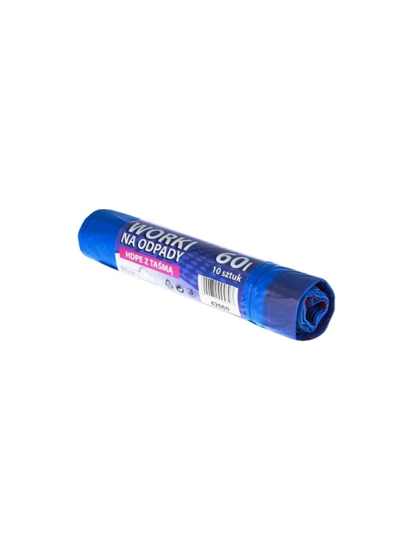 Worki na odpady HDPE 60l z taśmą TnC rol. 10 sztuk