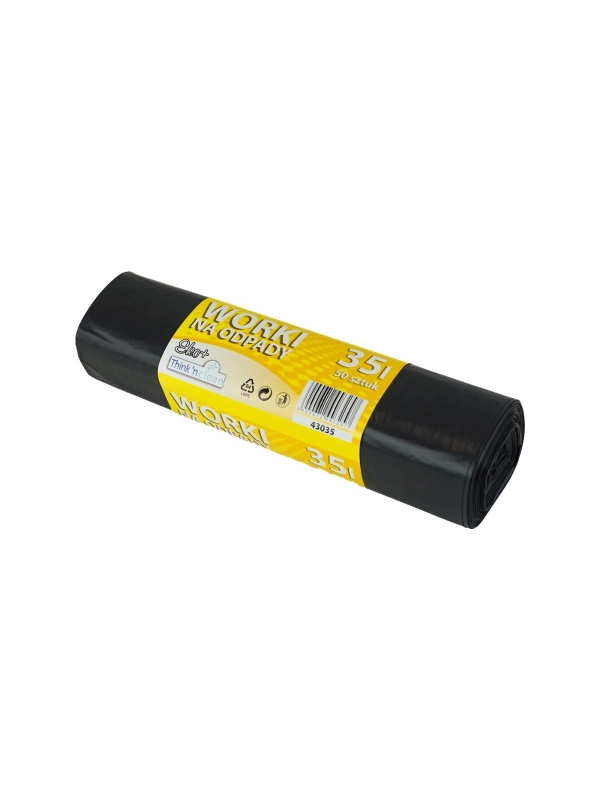 Worki na odpady LDPE 35l EKO+ czarne, 50 szt. na rolce