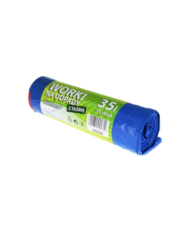 Worki na odpady LDPE 35l z taśmą, 15 szt. na rolce