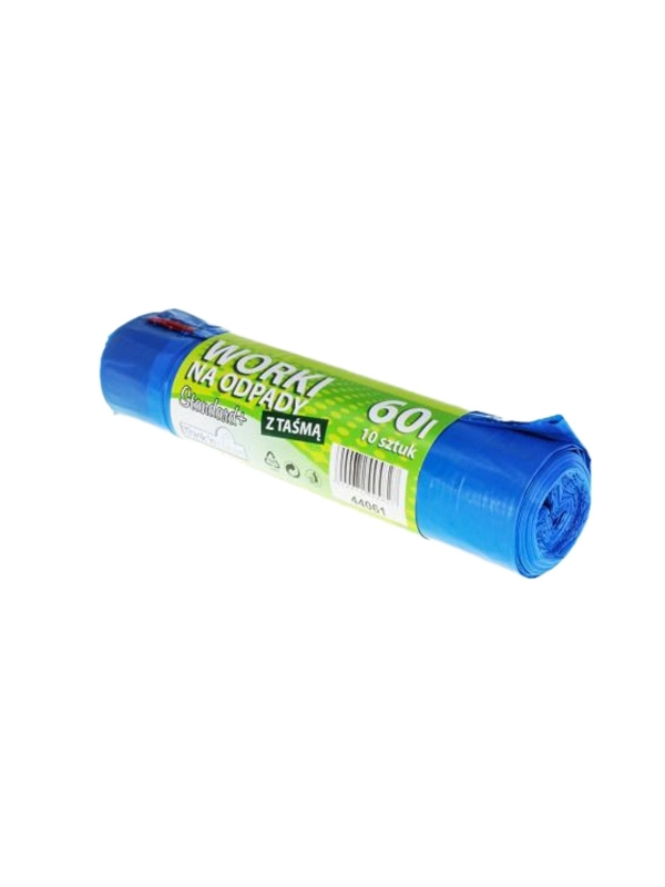 Worki na odpady LDPE 60l z taśmą, 10 szt. na rolce