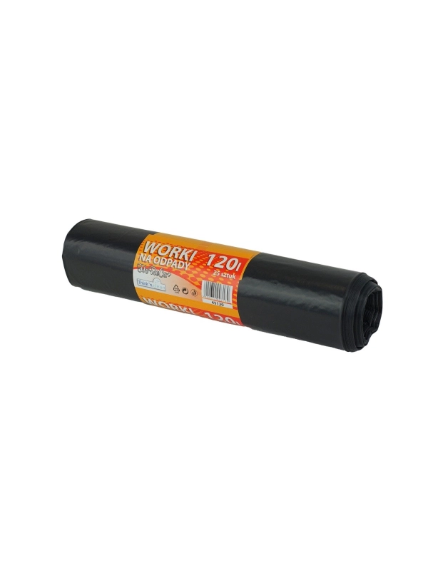 Worki na odpady LDPE 120l HoReCa+ czarne, 25 szt. na rolce