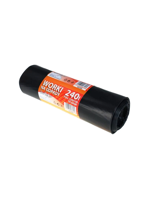 Worki na odpady LDPE 240l HoReCa+ czarne, 10 szt. na rolce