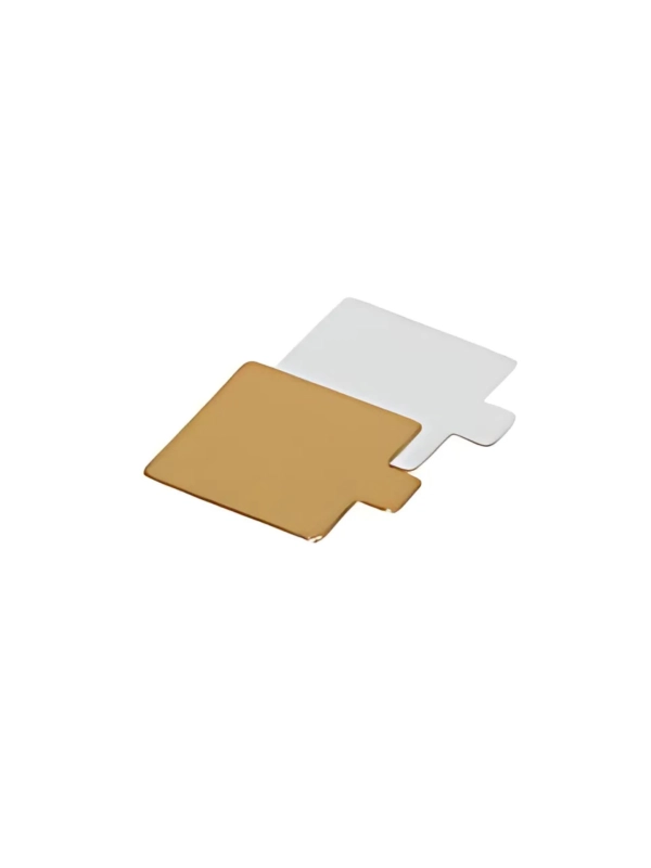 Złoty krążek pod tort prostokątny 7x7cm op.200szt. 730g monoporcja