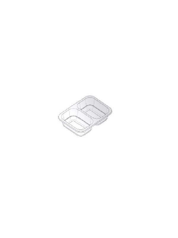 Pojemnik obiadowy do zgrzewu W1/601A, mały niski dwudzielny, bezbarwny, 187x137x36mm, cena za opakowanie 640szt