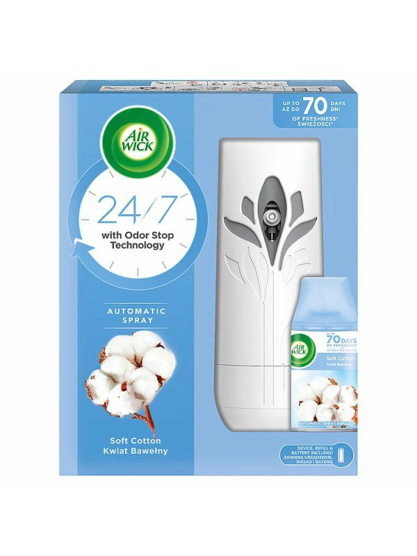 Odświeżacz automatyczny AIR WICK fresh motion 250ml białe kwiaty + wkład świeżość poranka, komplet