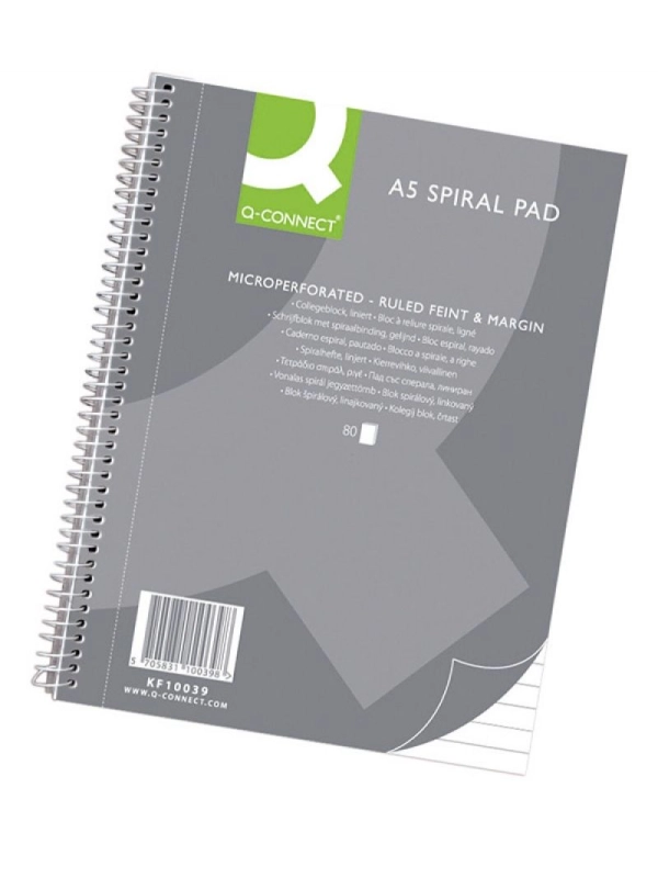 Kołonotatnik Q-CONNECT, A5, w linię, 80 kart., 70gsm, perforacja
