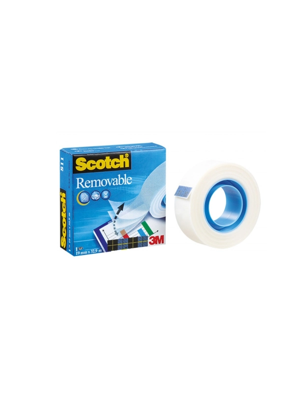 Taśma biurowa SCOTCH® Removable matowa, 19mm, 32,9m