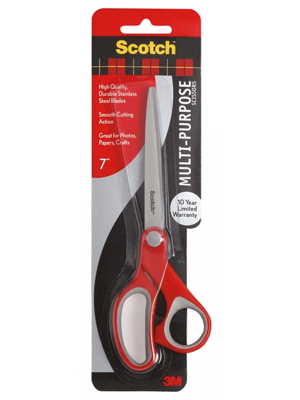 Nożyczki biurowe SCOTCH® (1427), ergonomiczne, 18cm, czerwono-szare