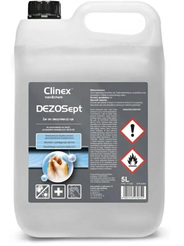 CLINEX DezoSept 5L żel do dezynfekcji rąk