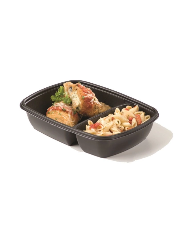 FastPac pojemnik prostokątny dwudzielny 1300ml czarny  28x20x4cm op.50 sztuk