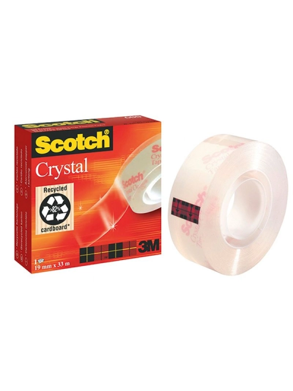 Taśma biurowa SCOTCH® Crystal Clear (600), transparentna, 19mm, 33m, w pudełku