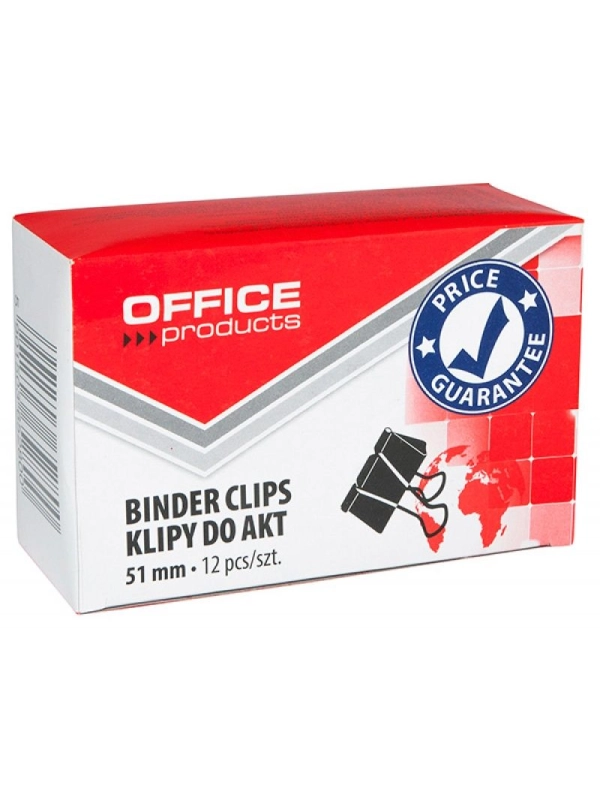 Klipy do dokumentów OFFICE PRODUCTS, 51mm, 12szt., czarne