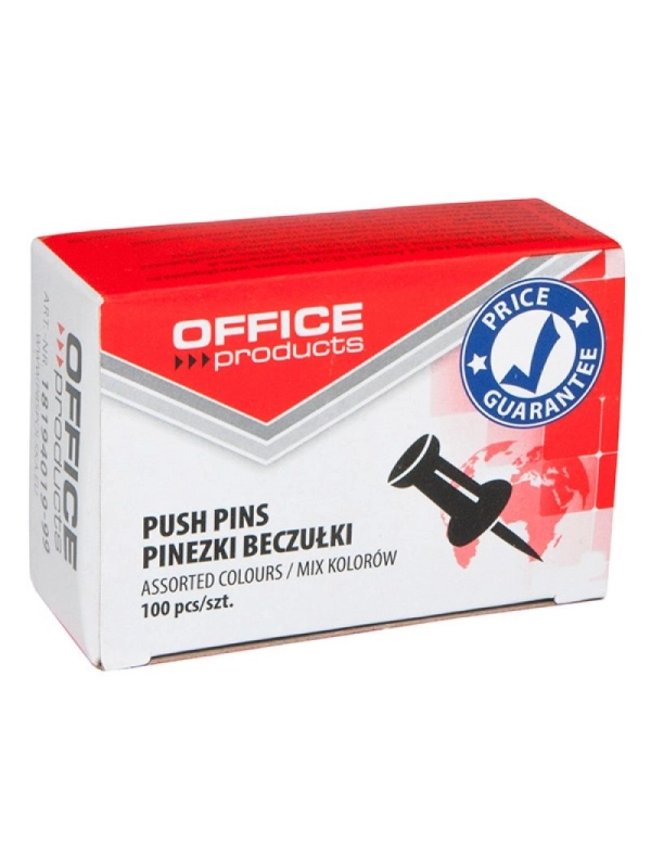Pinezki beczułki OFFICE PRODUCTS, 100szt., mix kolorów