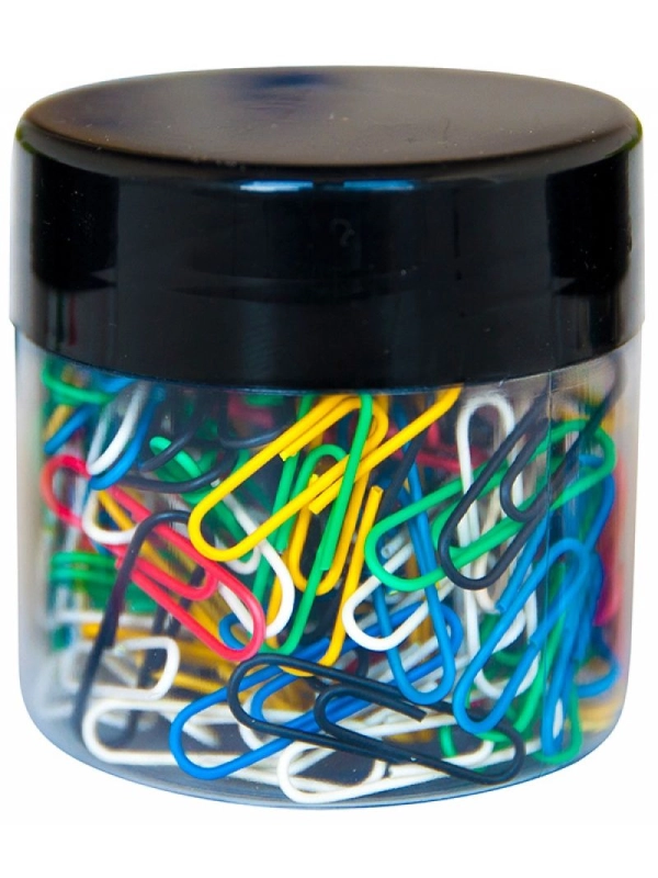 Spinacze okrągłe Q-CONNECT, 28mm, 150szt., w plastikowym słoiku, mix kolorów